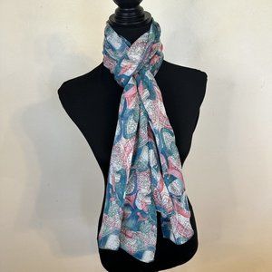 Vivante by VSA Womens Scarf 100% Cotton Blue Pink Lightweight Boho India